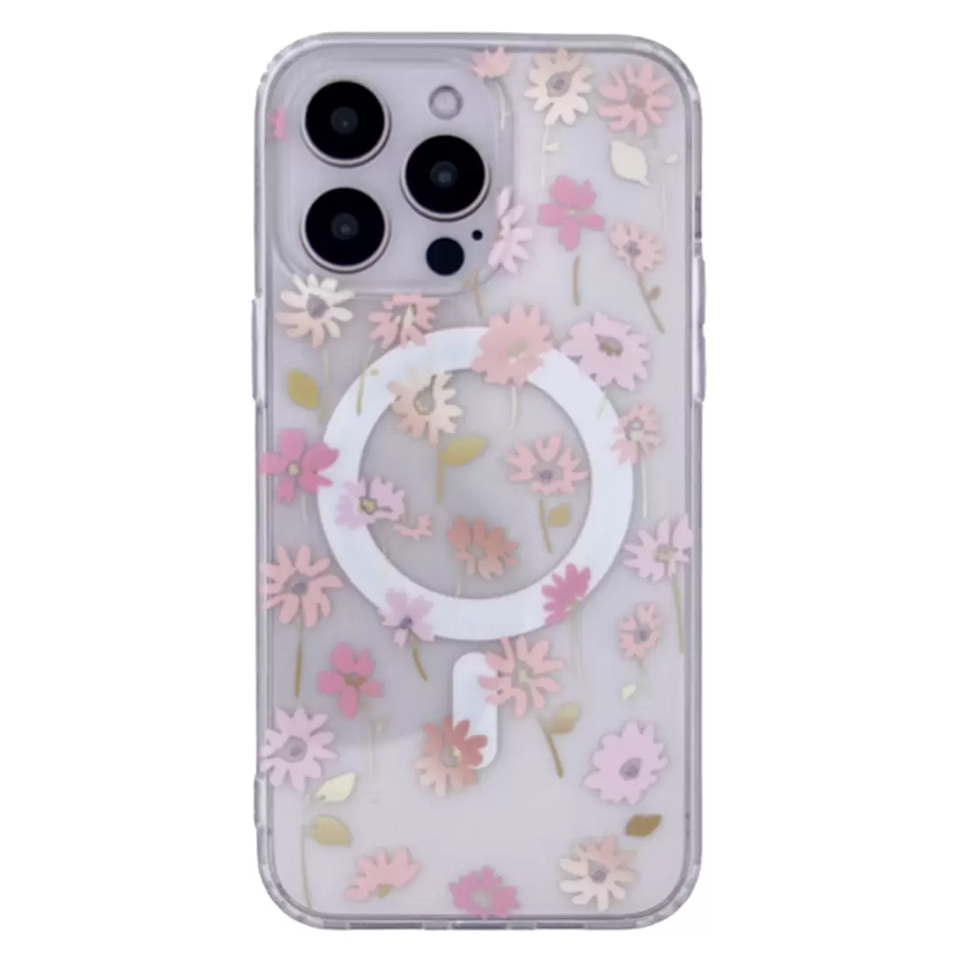 iPhone 14 Designed Case MagSafe Graceful Pink Floral